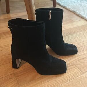 Sam Edelman Black Heeled Boots with Block Toe
